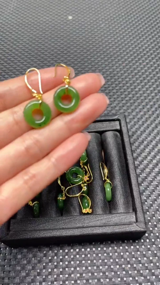 【闪购商品】和田玉耳坠银S925镶嵌多样性发1件