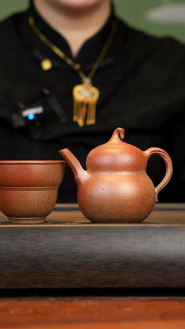 【闪购商品】紫砂茶壶念一紫砂   葫芦 柴烧  一壶一杯