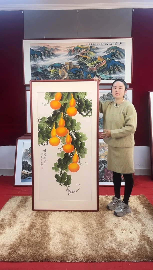 国画手绘葫芦163*83尺寸