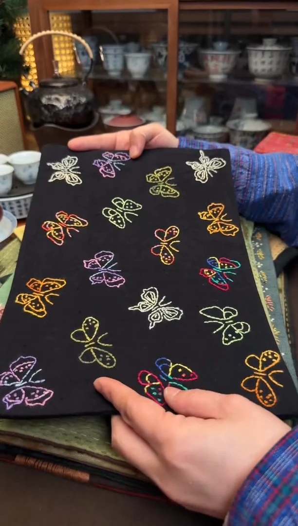 【闪购商品】织绣Cici手作刺子绣植物染柿染茶席-593