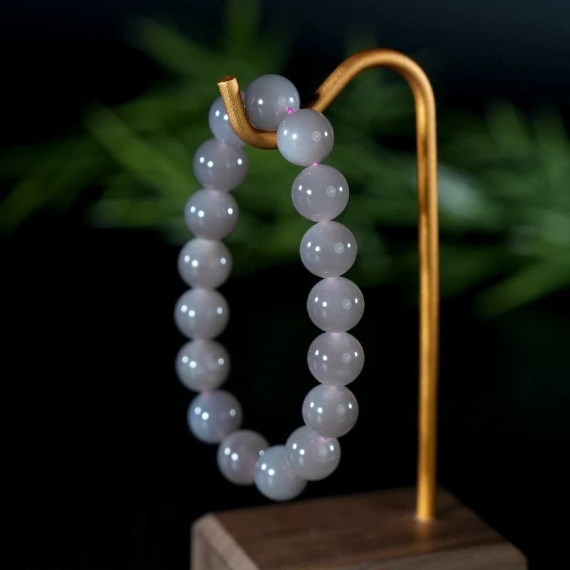 lot50 和田玉烟紫料圆珠手串/QG51223-184841 保利山东