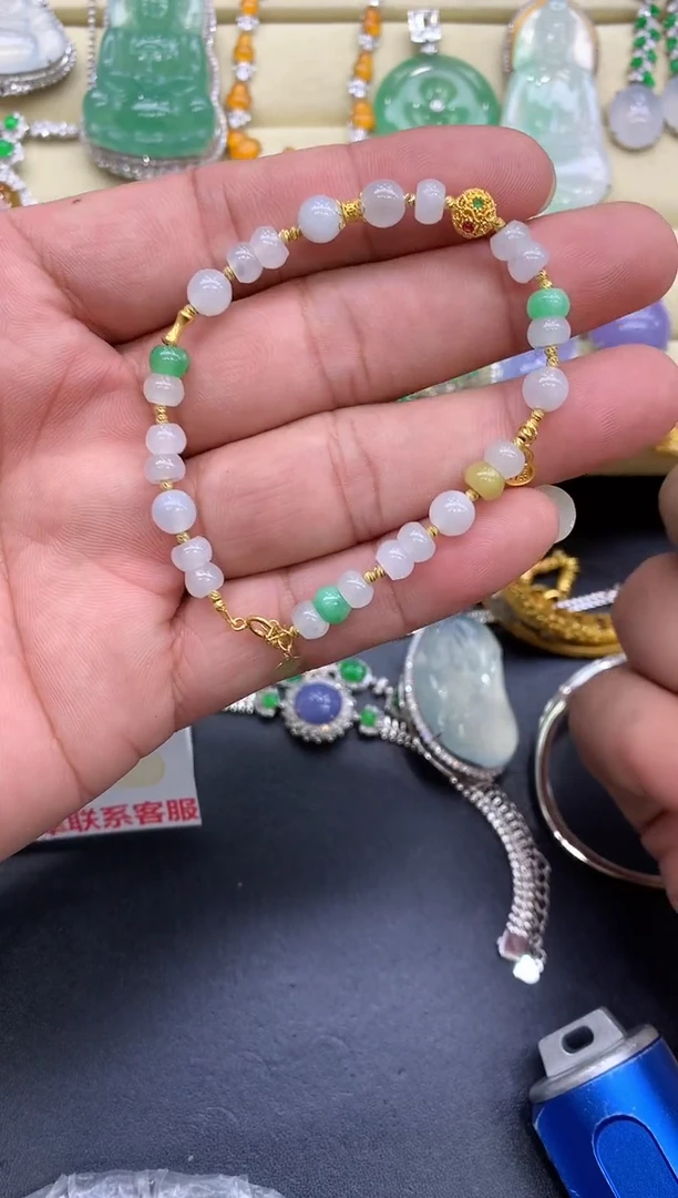 足金镶嵌手链翡翠115-中国好珍宝