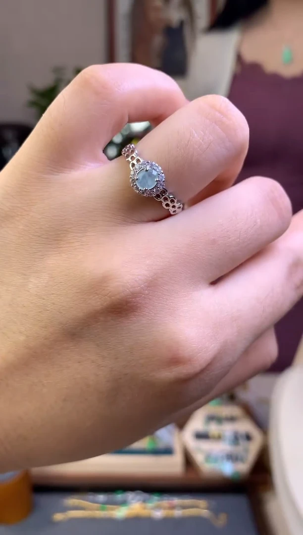 翡翠戒指银S925镶嵌【挽石珠宝】蛋面