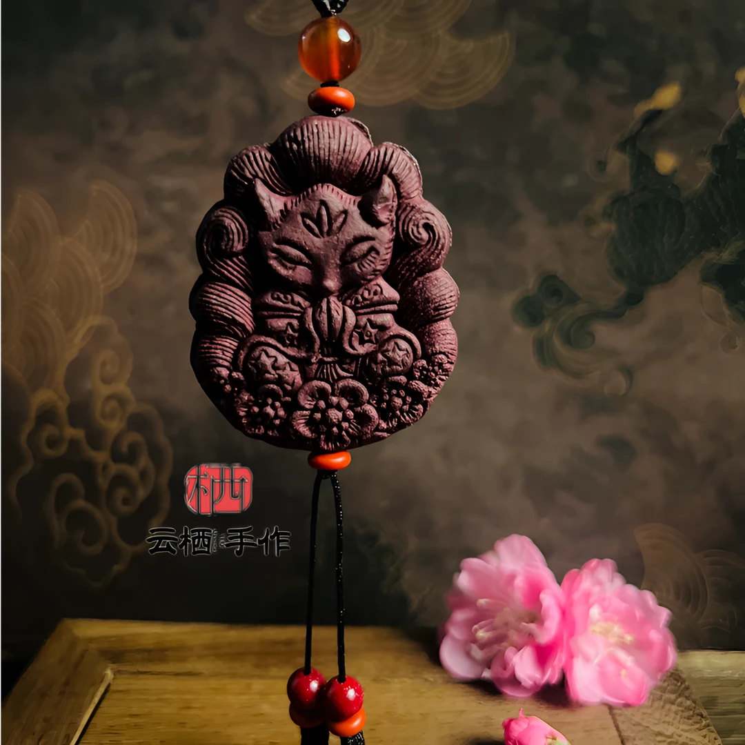 凤九双面狐狸合香牌香牌吊坠天然香材手工冷凝技术无添加香薰