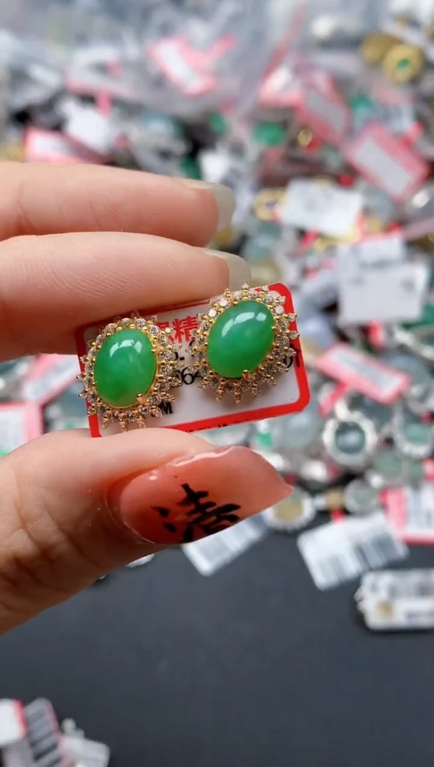 银S925镶嵌戒指翡翠天然A货缅甸翡翠