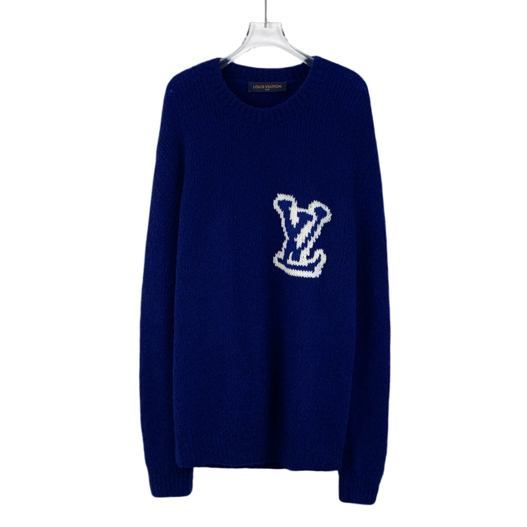 99新 LouisVuitton/路易威登  EM0046 logo刺绣绵羊针织毛衣 L码