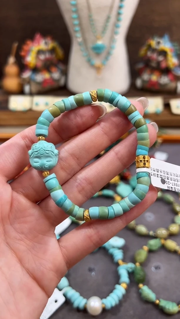 18K金镶嵌绿松石手链绿松石手链