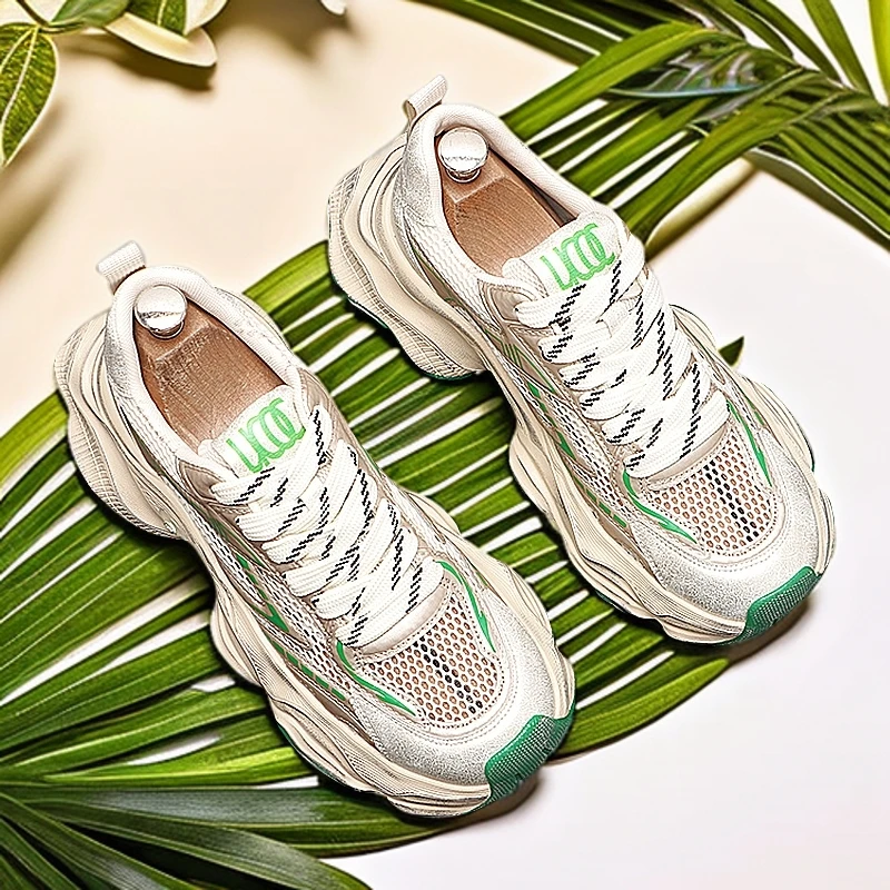 夏季男士鞋子男款爆款2025新款镂空百搭厚底老爹鞋男士开车专用鞋