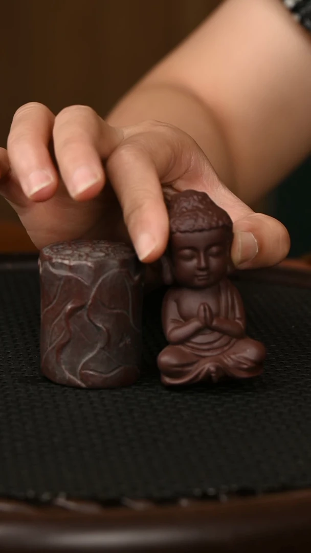 茶壶紫砂宜兴紫砂莲蓬盖置+宝宝佛