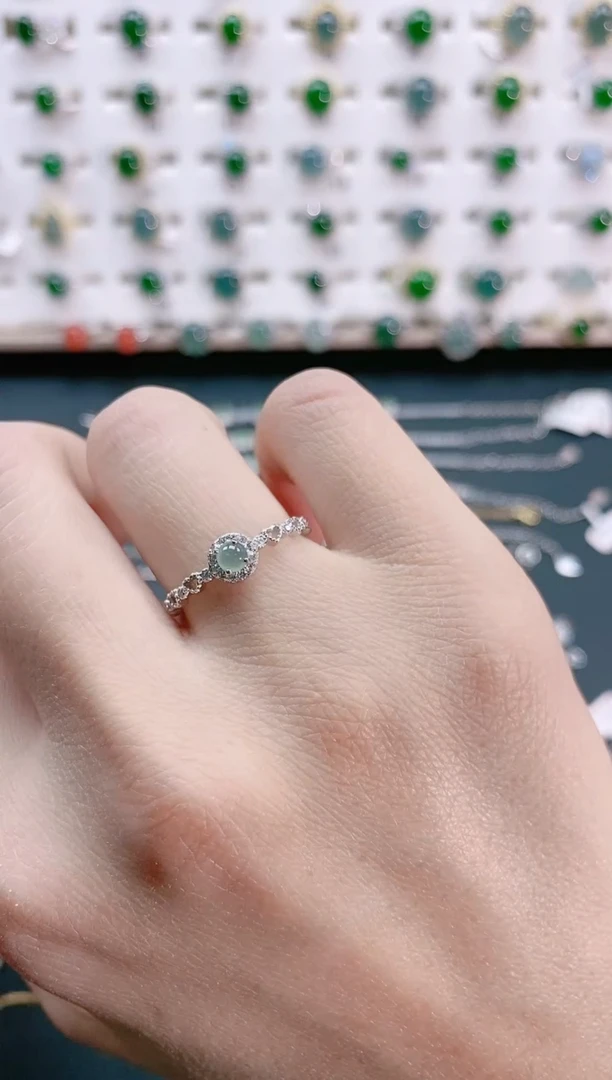 【闪购商品】翡翠戒指银S925镶嵌天然翡翠