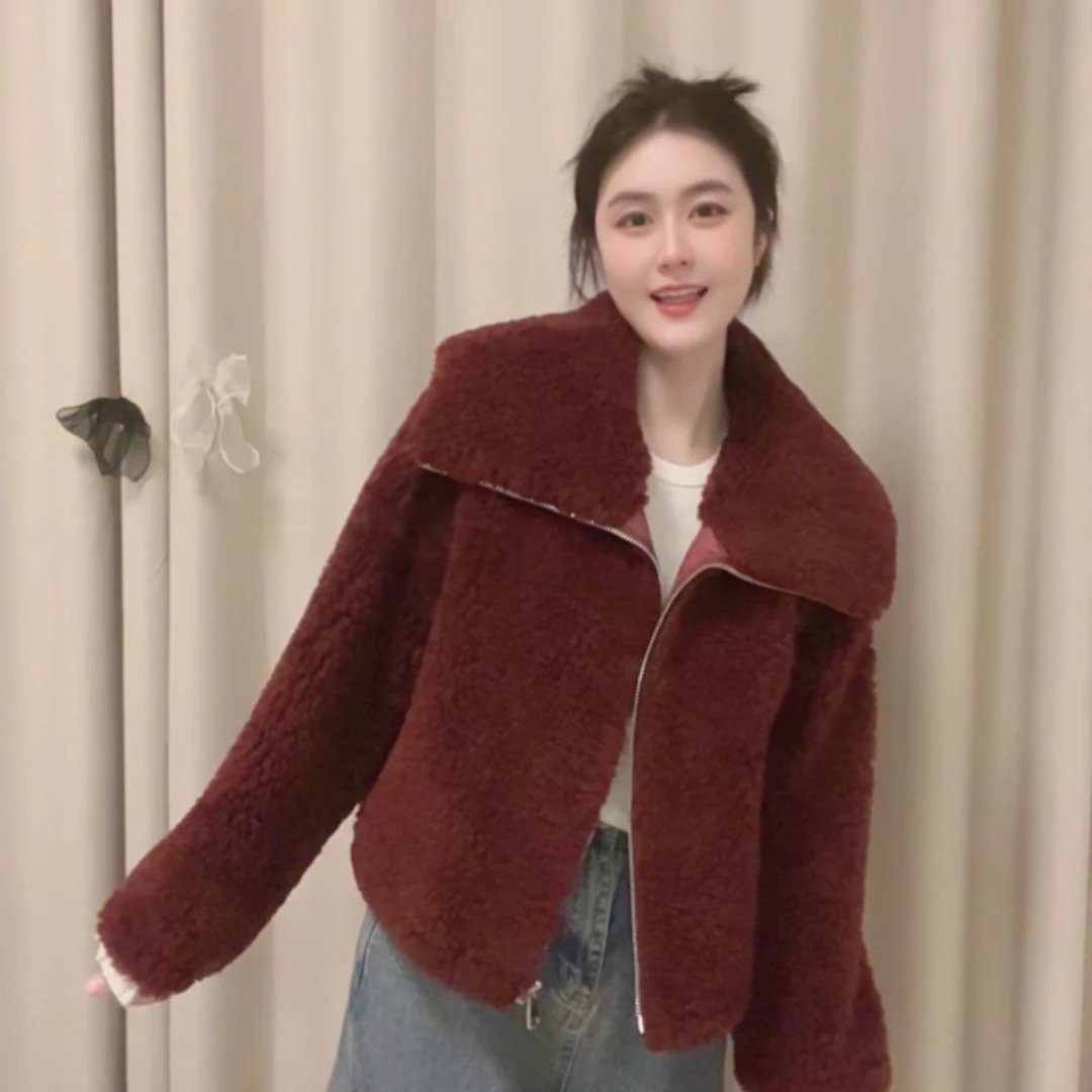BAIMU/佰牧秋冬新款高端休闲羊毛韩式大衣女oversize款外套设计师
