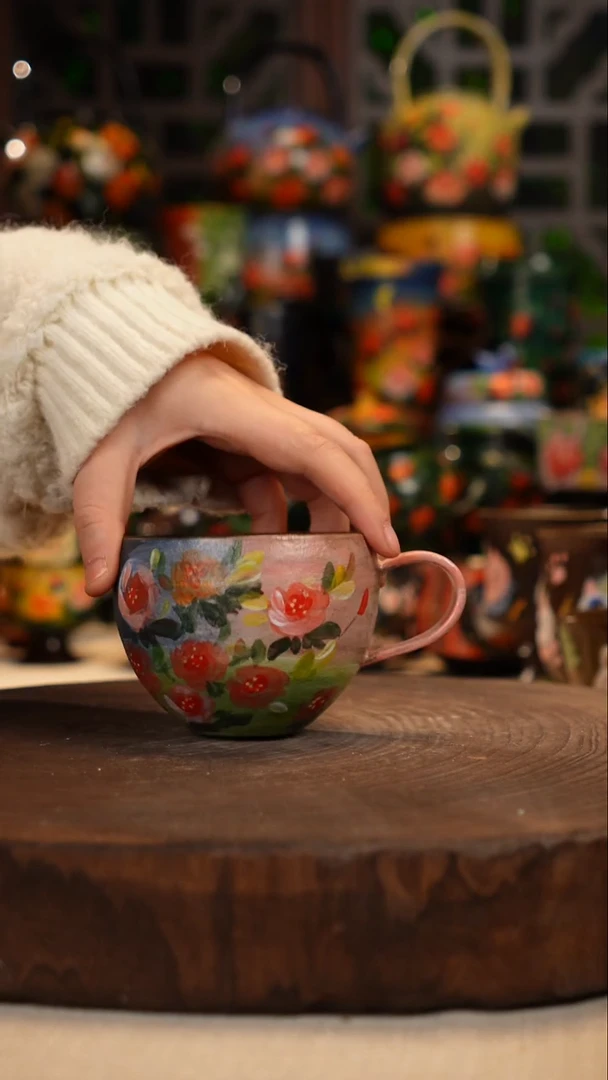 紫砂油画手绘釉下彩
