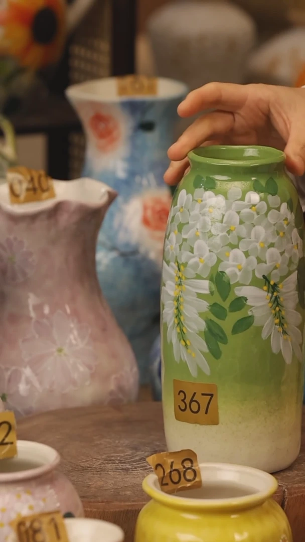 陶瓷景德镇设计师手作花器摆件侘寂风@M367@