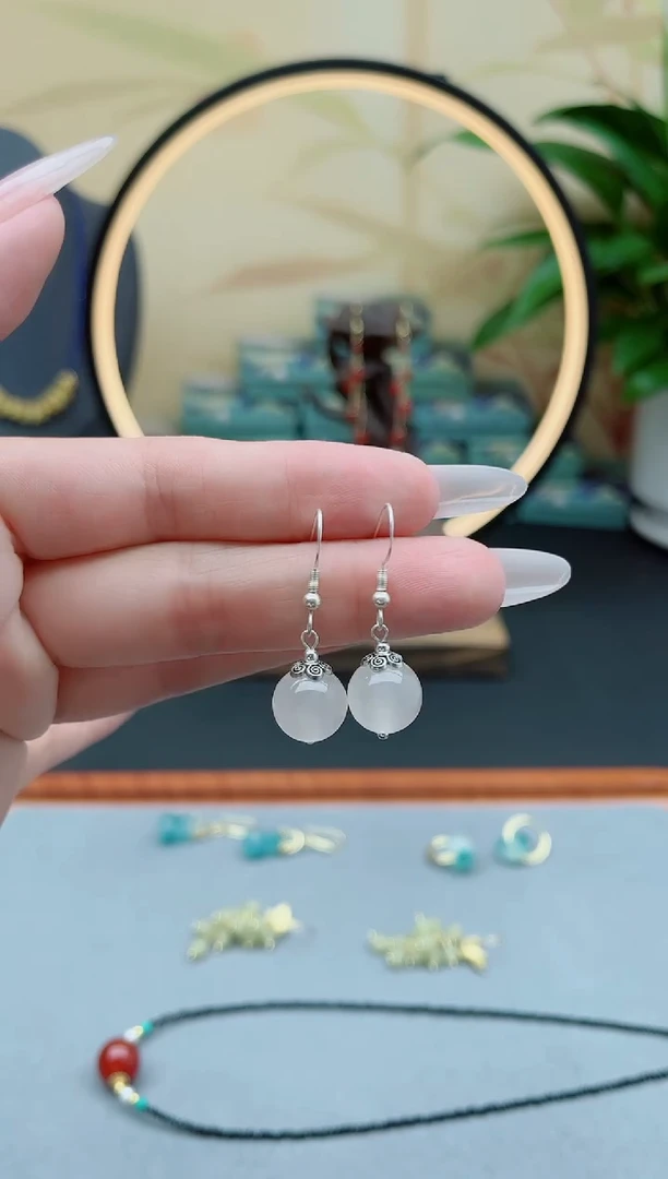 玛瑙/玉髓耳饰银S925镶嵌208