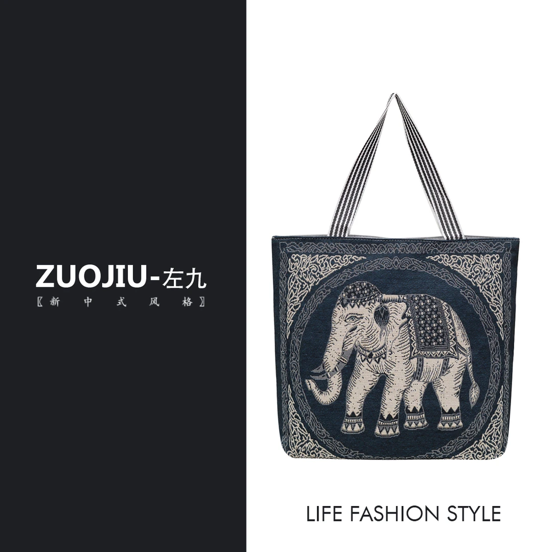 新款大象民族风包包卡通帆布包女士单肩大容量购物百搭韩版手提包