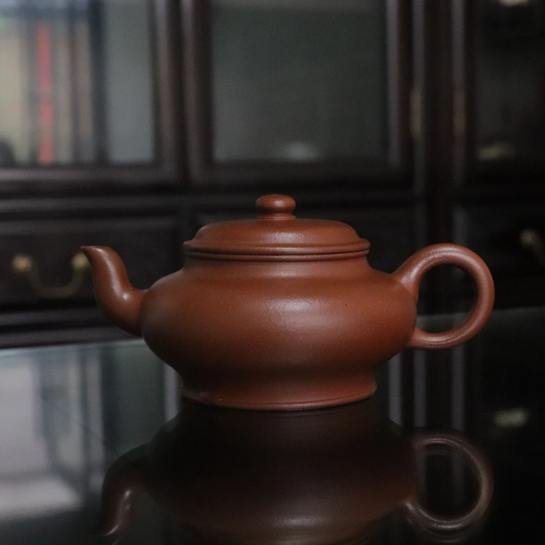 器宇轩昂 宜兴紫砂茶具景舟款虚扁壶190ml原矿降坡泥国工亲制作品
