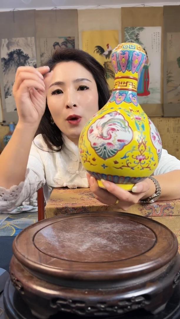 瓷片景德镇陶瓷汾彩赏瓶