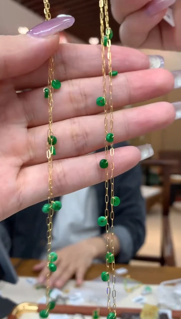 项链18K金镶嵌翡翠项链多样性发货1件