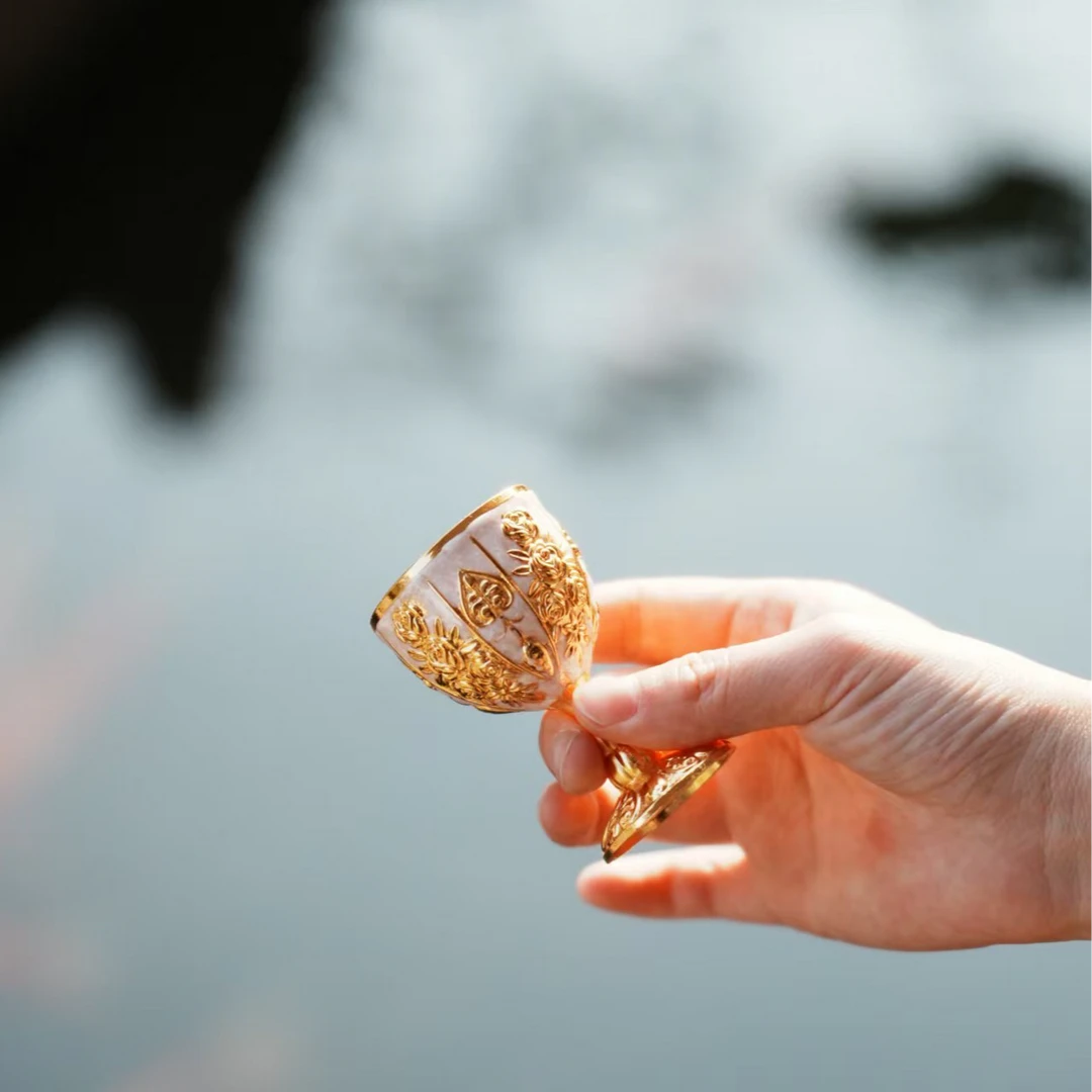 WXK018 金色小粉杯茶道茶周边茶器