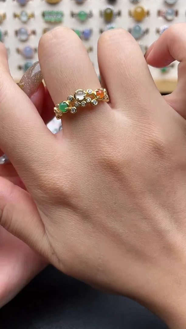 翡翠戒指银S925镶嵌一物一证一礼盒