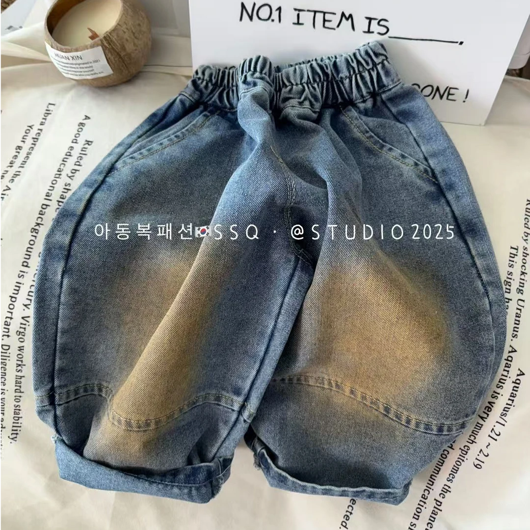 【破价！！】bora韩国童装宽松潮系做旧复古牛仔裤SSQ009