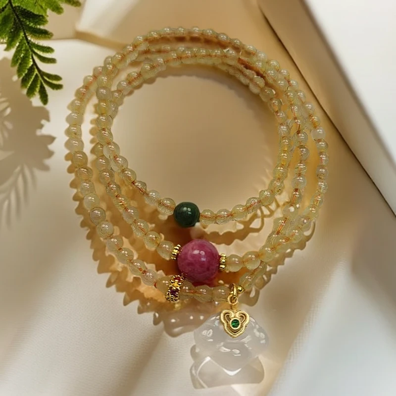 黄水晶祥云锁多圈手串5mm百搭精致手链轻奢招财女款SJ000558001