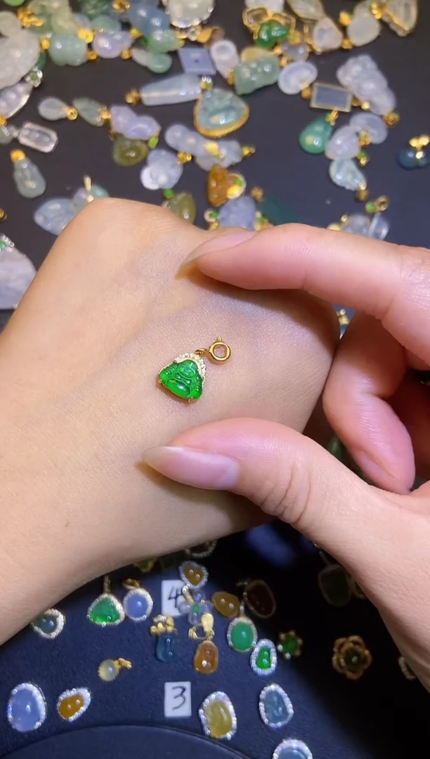 翡翠银S925镶嵌吊坠(不含链)天然A货翡翠