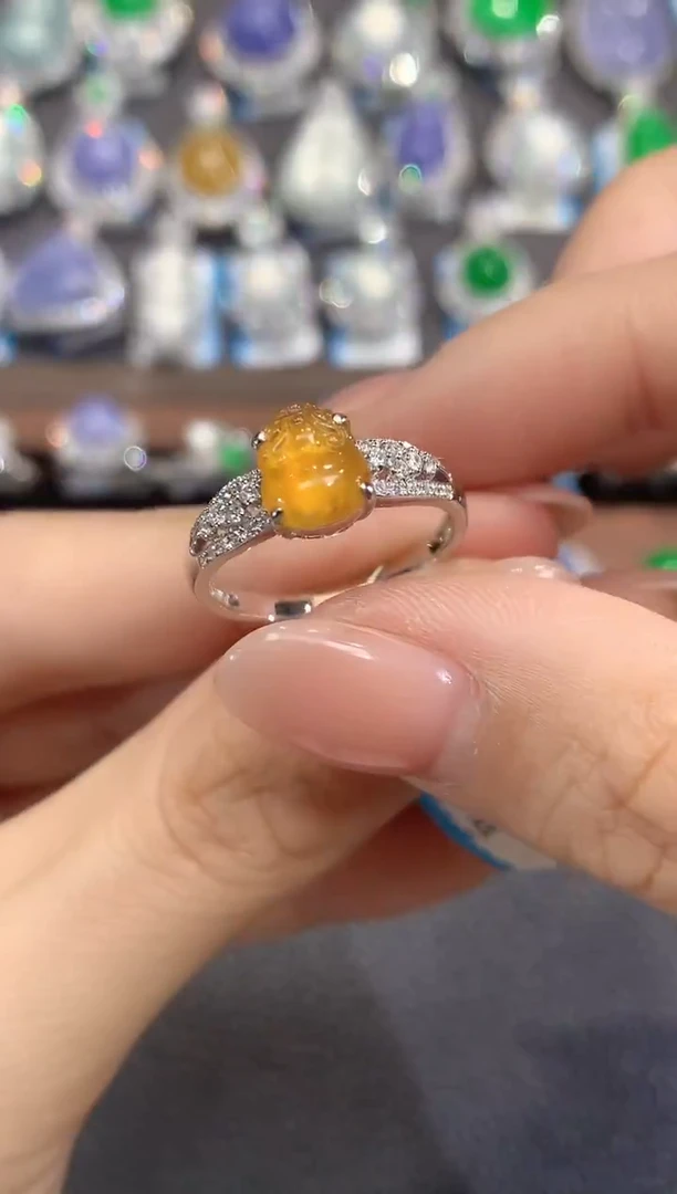 18K金镶嵌戒指翡翠A62翡翠