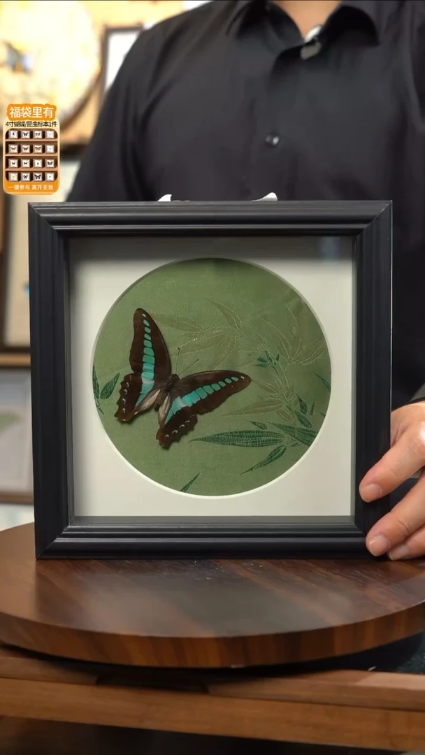 青凤蝶竹子布料底8寸方框