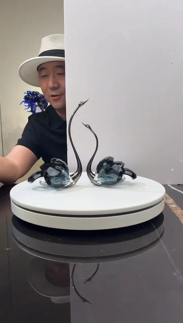 摆件CS0103050墨兰水晶天鹅一对