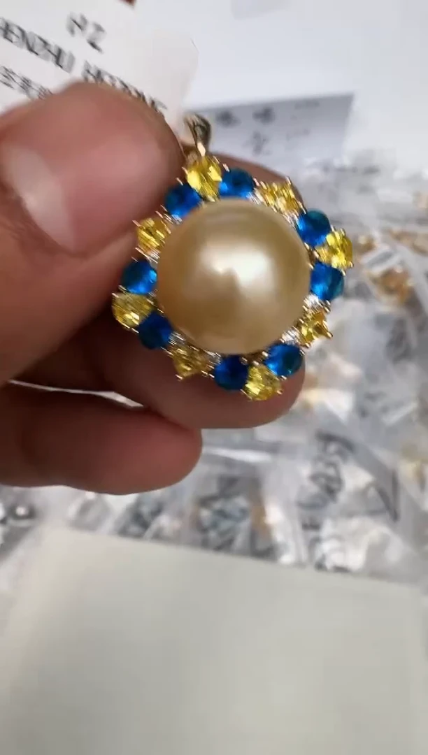 颈饰银S925镶嵌海水珍珠吊坠