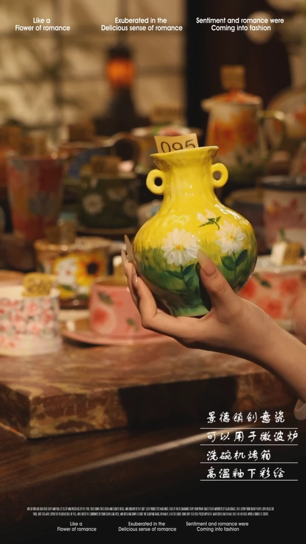 陶瓷095景德镇高温手绘釉下彩设计师款式