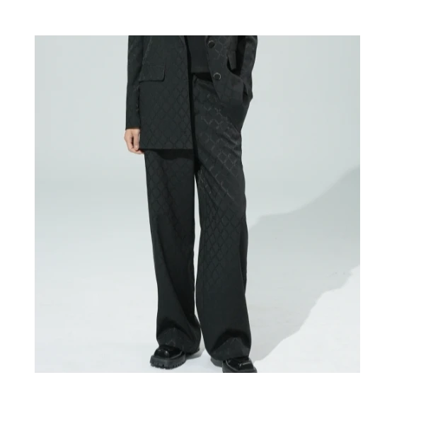 【羊羊专属】曼德诗2025新款条纹阔腿直筒裤MD102310676