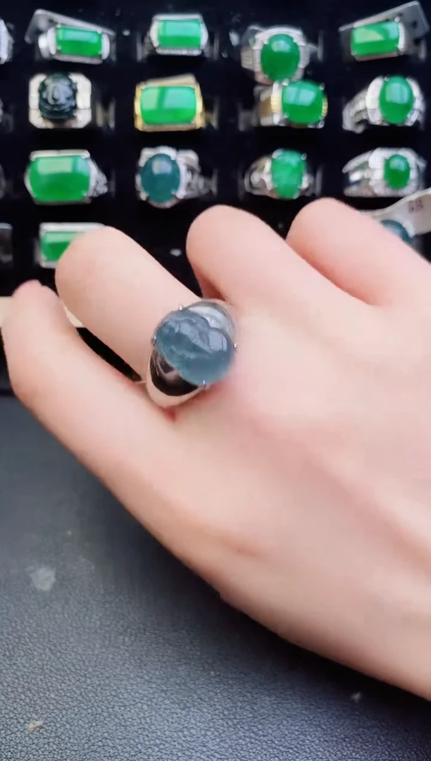 翡翠戒指银S925镶嵌1