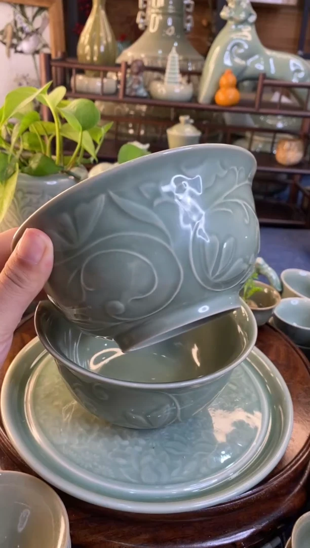 耀州窑残次处理5.5英寸玉兰碗b000022】4个