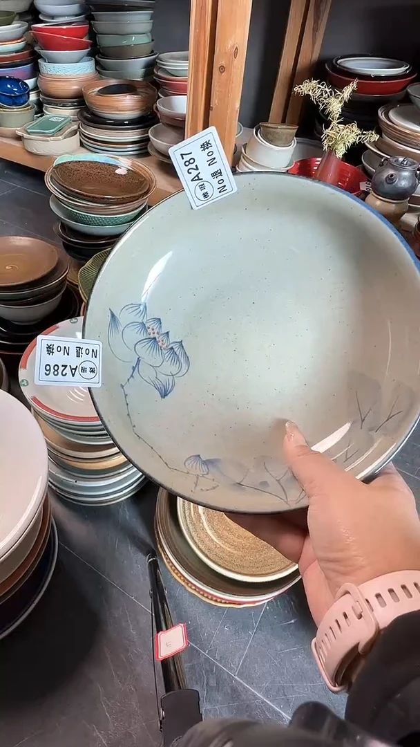 【闪购商品】碗a287手绘荷花盘