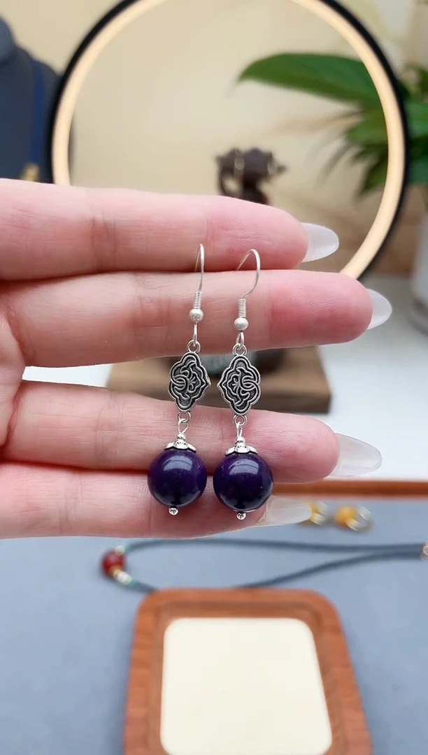 玛瑙/玉髓耳饰银S925镶嵌227