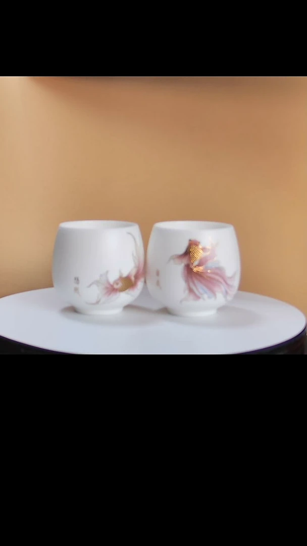 【闪购商品】羊脂玉瓷悠然自在对杯