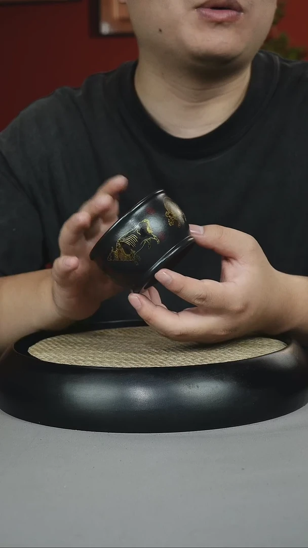 茶壶紫砂石黄 五牛杯