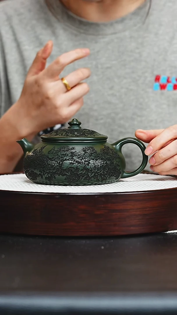 茶壶紫砂寒江 绿泥 苏萍 h418