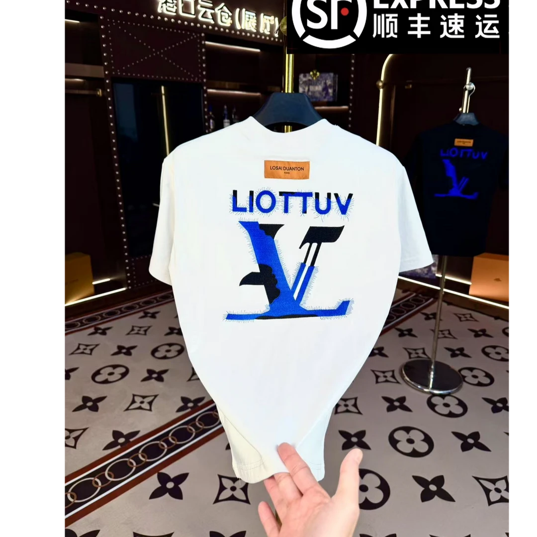 【顺丰包邮】2025春夏男女同款新款重工刺绣宽松休闲打底T恤【2591】