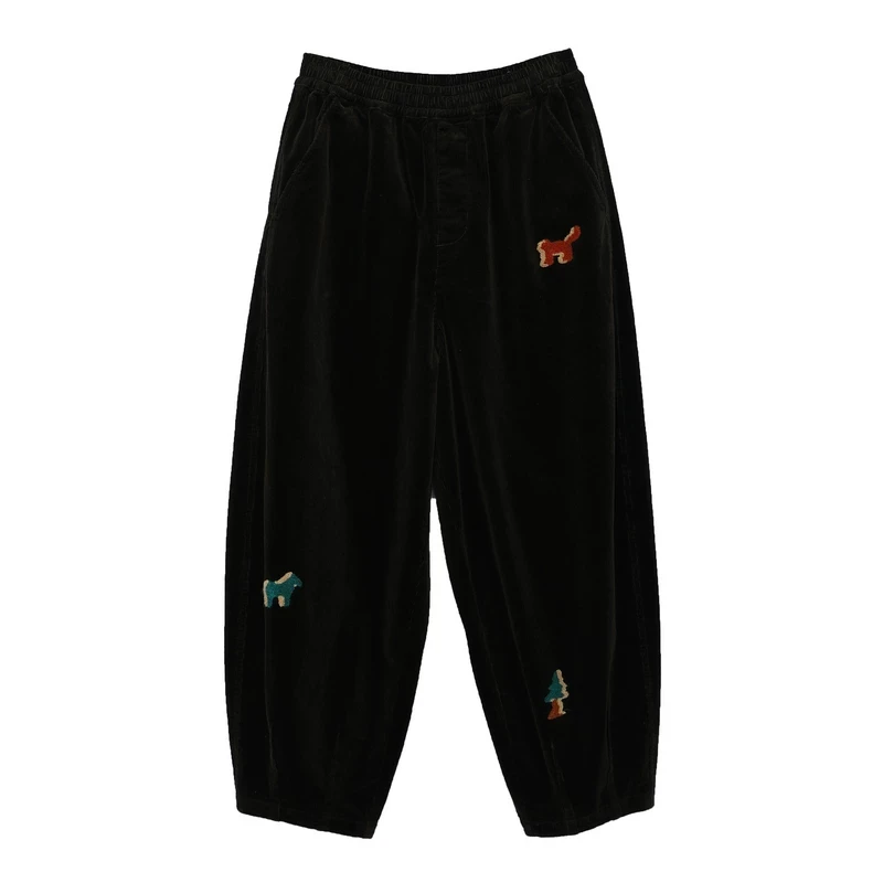 【小狗裤】2025秋季新款松紧腰绣花树百搭时尚休闲直筒裤J2681