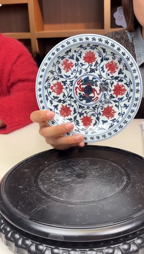 摆件瓷景德镇陶瓷-古县衙青花釉里红宝相壶承