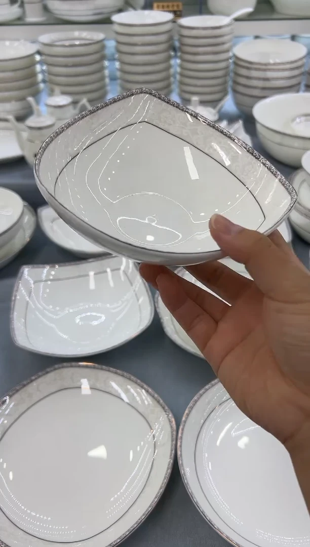 骨瓷玲珑6三角2个