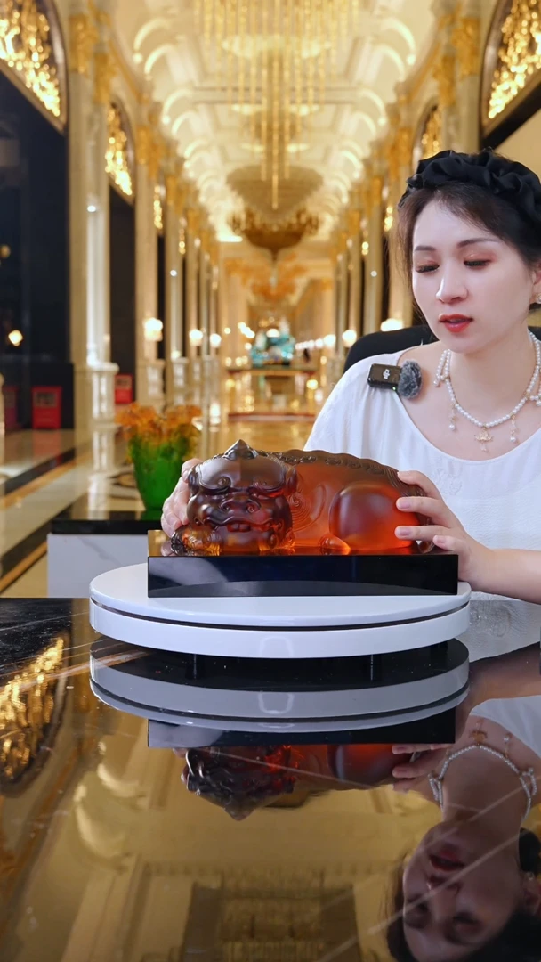 摆件YB00387琥珀色貔貅摆件+300*200*40黑色底座