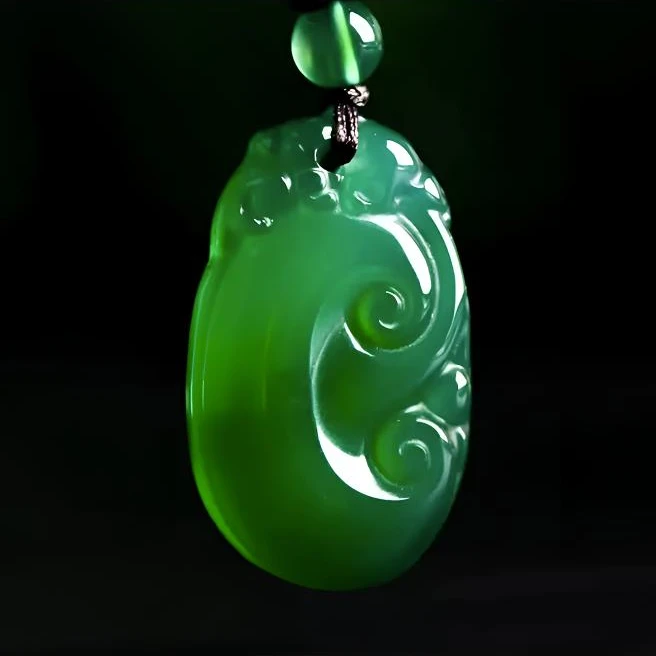 天然冰种绿玉髓如意牌吊坠（多样性发货）高冰