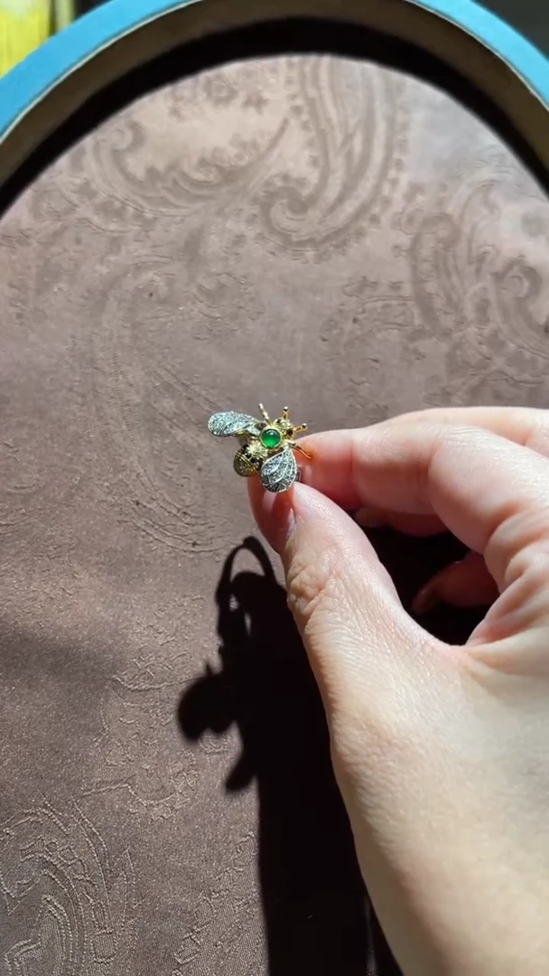 银S925镀金镶嵌戒指翡翠红翡绿翠