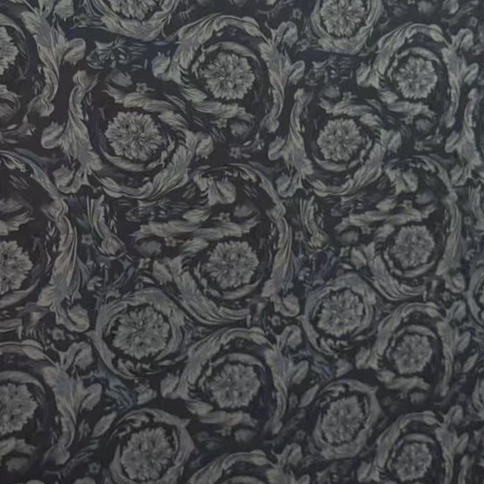 【深蓝浪花】【弹力双绉面料布料】微弹不透肉时尚时装面料