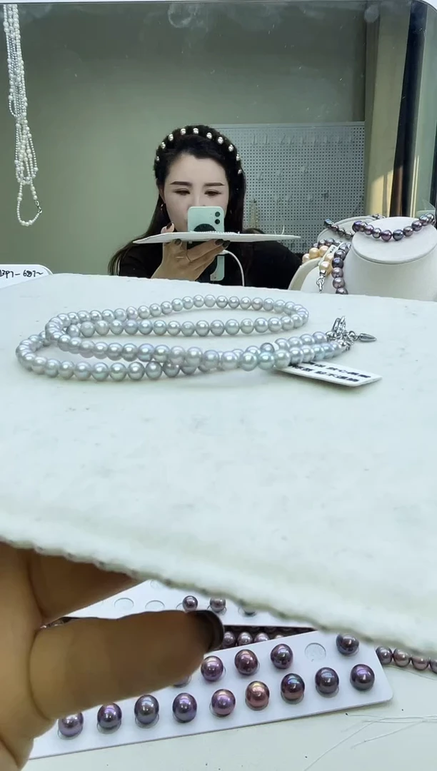 未镶嵌项链淡水珍珠灰色系小米项链