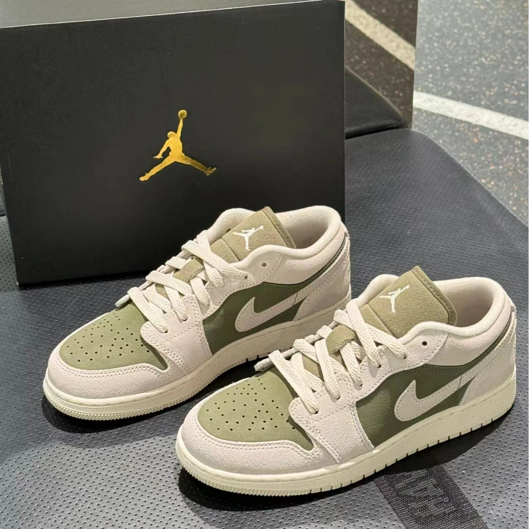 NIKE/耐克正品女鞋AJ1 GS大童流光风牛油果绿休闲板鞋-HV4396-201
